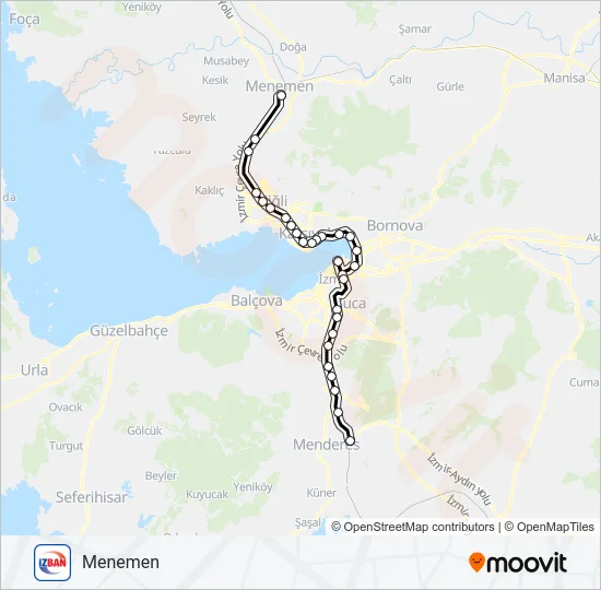 CUMAOVASI-ALIAĞA Train Line Map