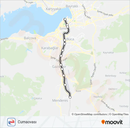 CUMAOVASI-ALIAĞA Train Line Map