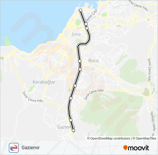 CUMAOVASI-ALIAĞA Train Line Map