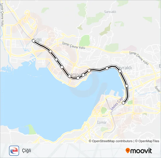 HALKAPINAR-ÇIĞLI Train Line Map