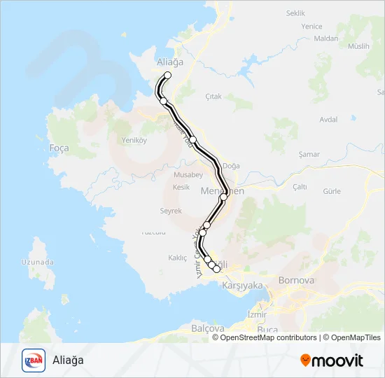 MENEMEN-CUMAOVASI Train Line Map