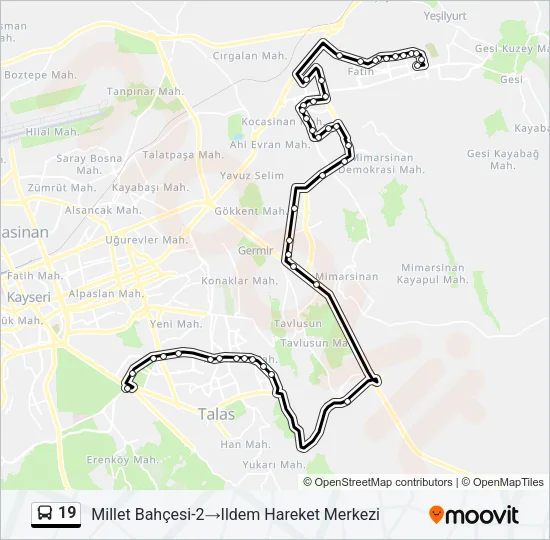19 Bus Line Map
