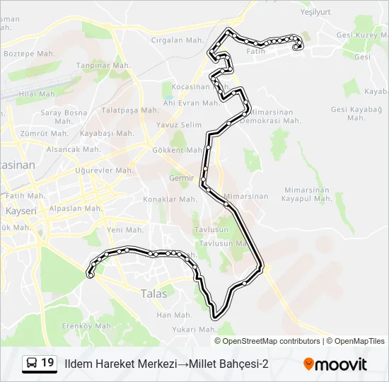 19 Bus Line Map