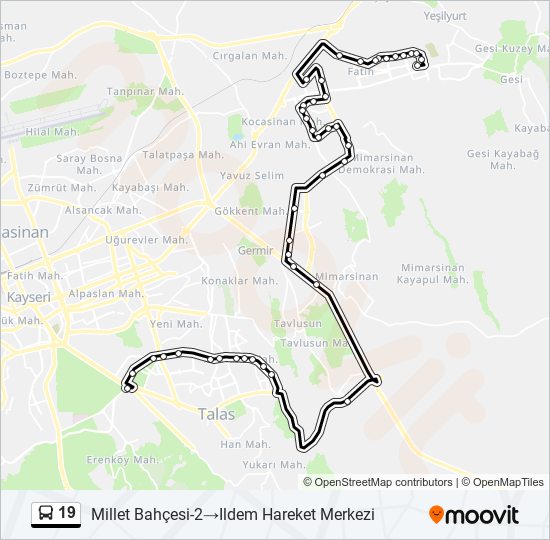 19 bus Line Map