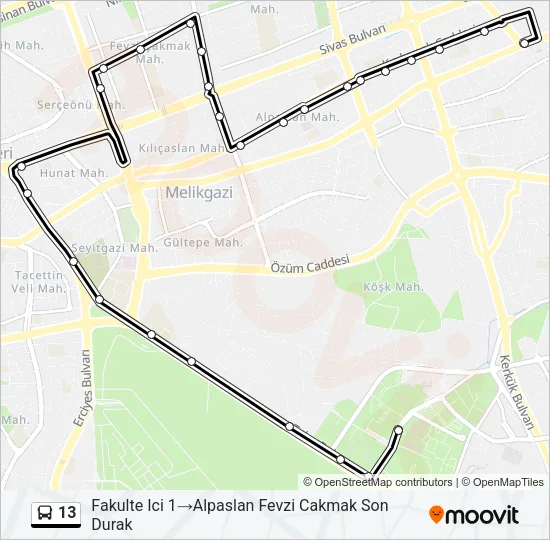 13 Bus Line Map