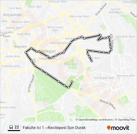 22 Bus Line Map