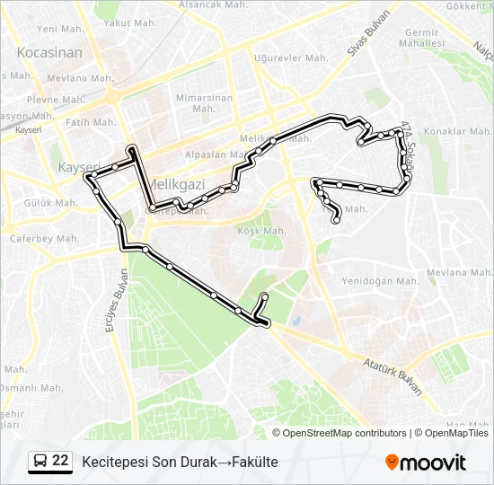 22 Bus Line Map