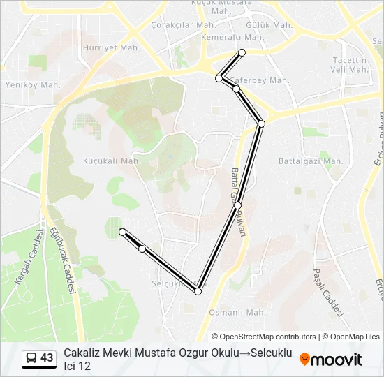 43 Bus Line Map