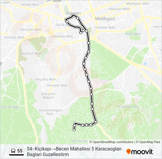 55 Bus Line Map