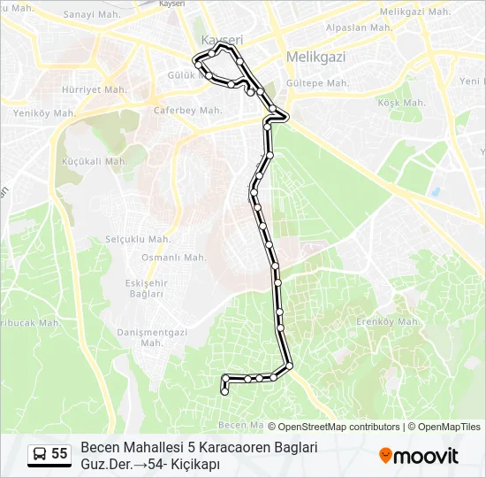 55 Bus Line Map