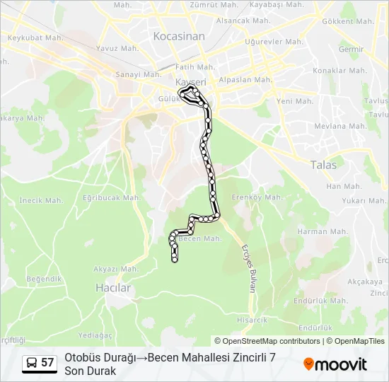 57 Bus Line Map