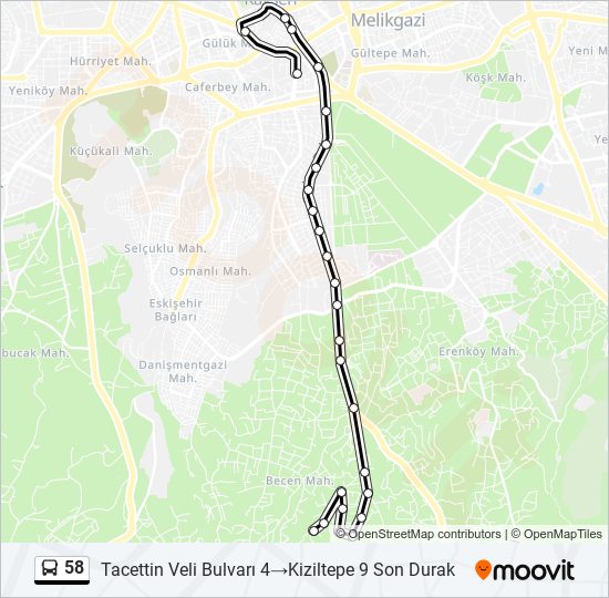 58 bus Line Map