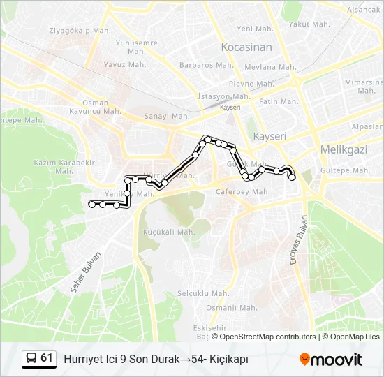 61 Bus Line Map