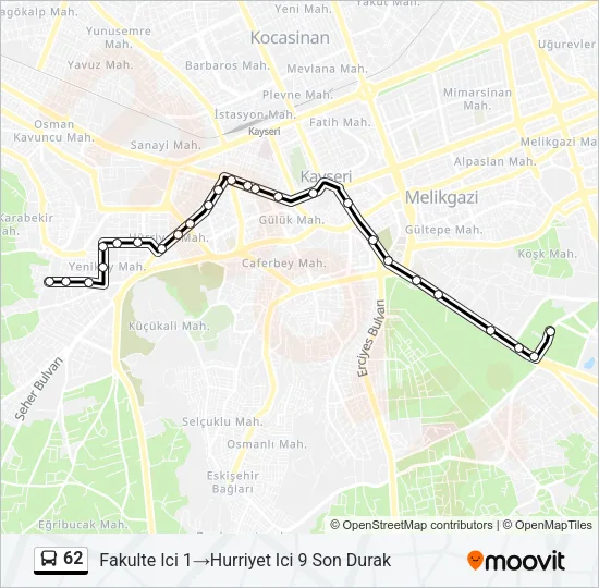62 Bus Line Map