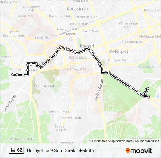 62 Bus Line Map