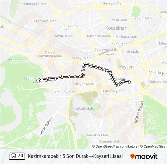 70 Bus Line Map