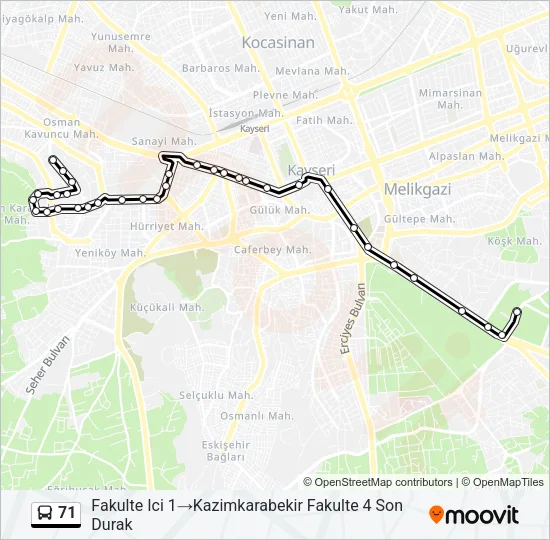 71 Bus Line Map