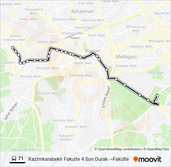 71 Bus Line Map