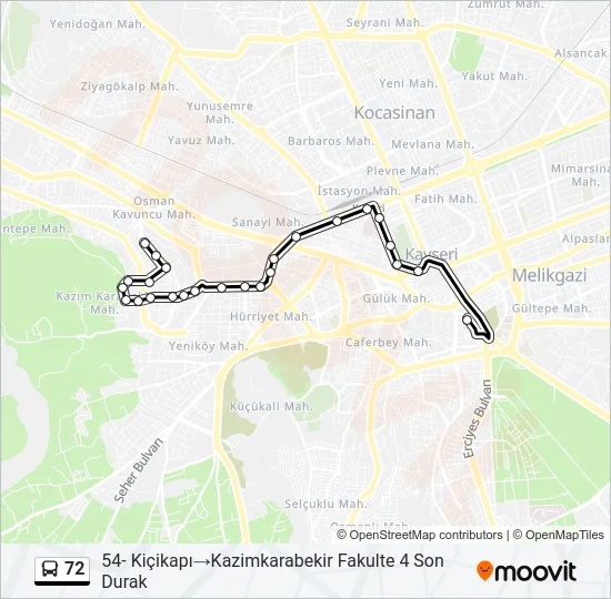 72 Bus Line Map
