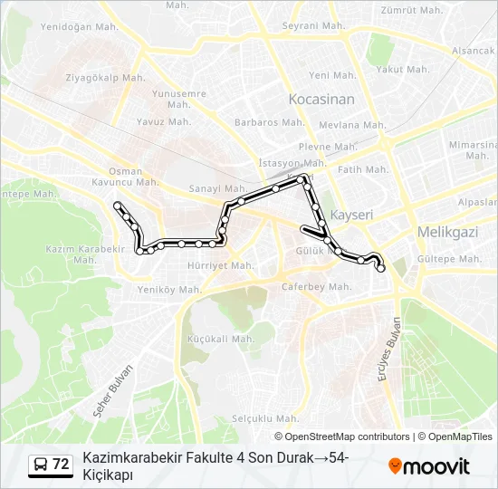 72 Bus Line Map