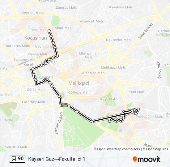 90 Bus Line Map