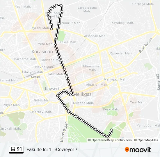 91 Bus Line Map