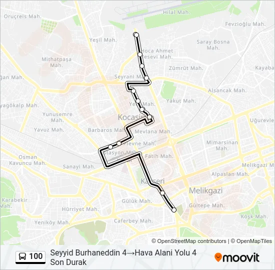 100 Bus Line Map