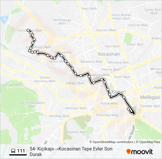 111 Bus Line Map