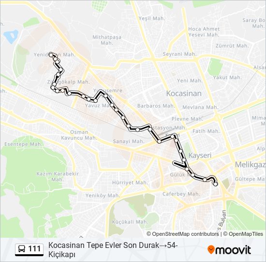 111 bus Line Map