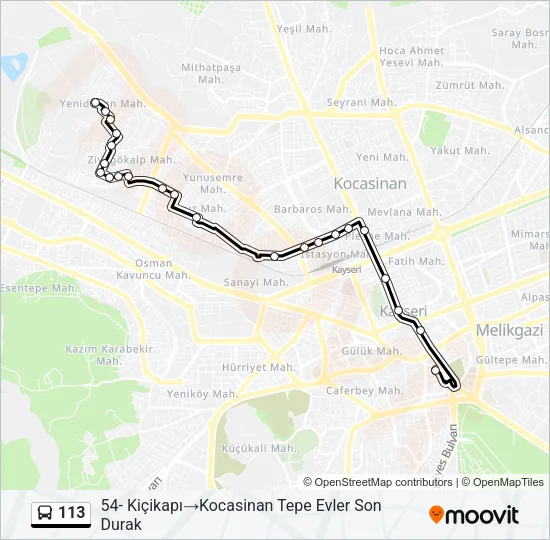 113 Bus Line Map