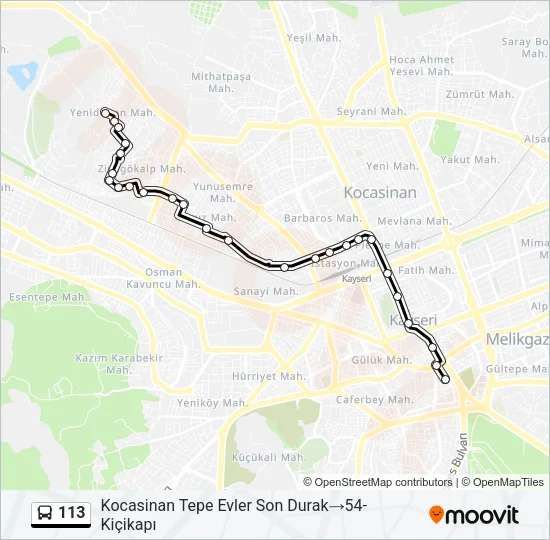 113 Bus Line Map