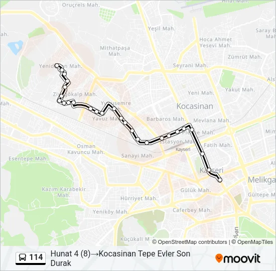 114 Bus Line Map