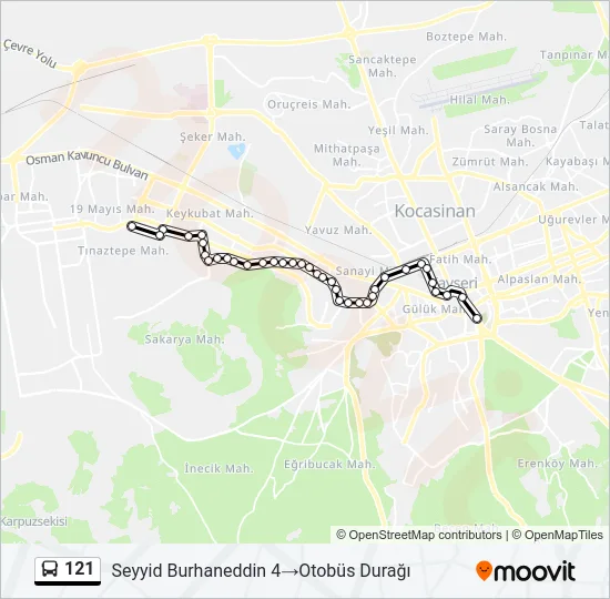 121 Bus Line Map