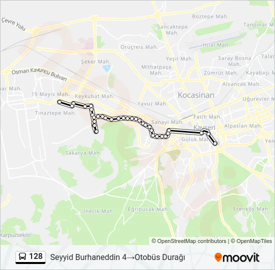 128 Bus Line Map