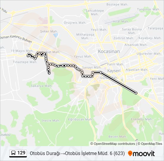129 guzergahi saatleri duraklari ve haritasi otobus duragi kosk kisla
