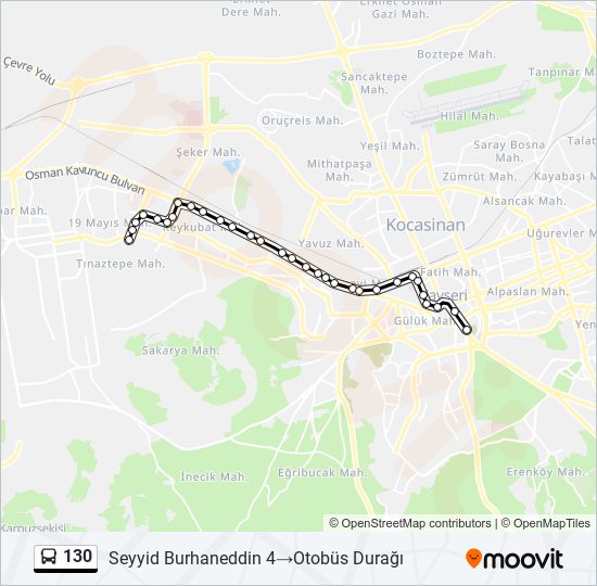 130 guzergahi saatleri duraklari ve haritasi seyyid burhaneddin 4 otobus duragi