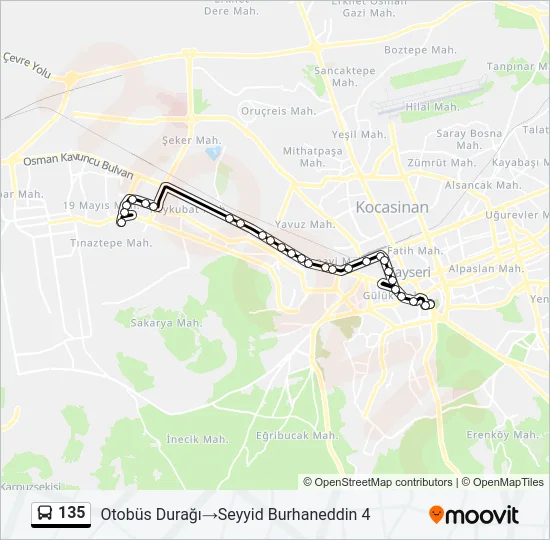 135 Bus Line Map