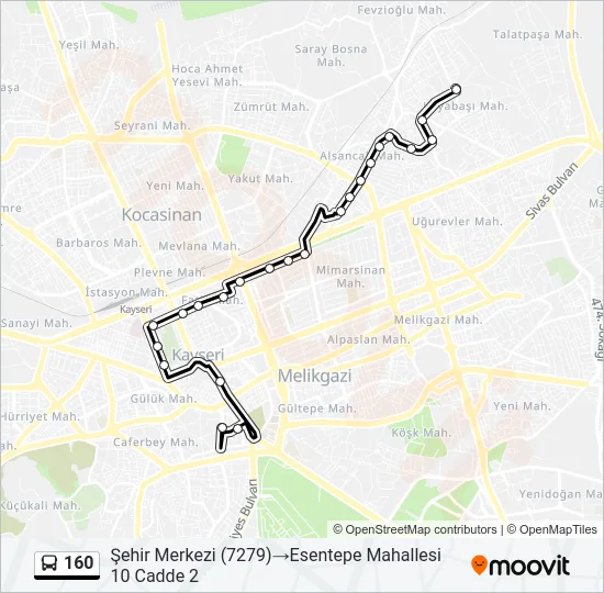 160 Bus Line Map