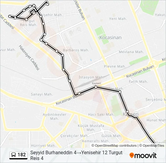 182 Bus Line Map