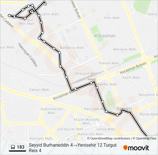 183 Bus Line Map