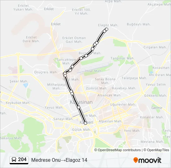 204 Bus Line Map