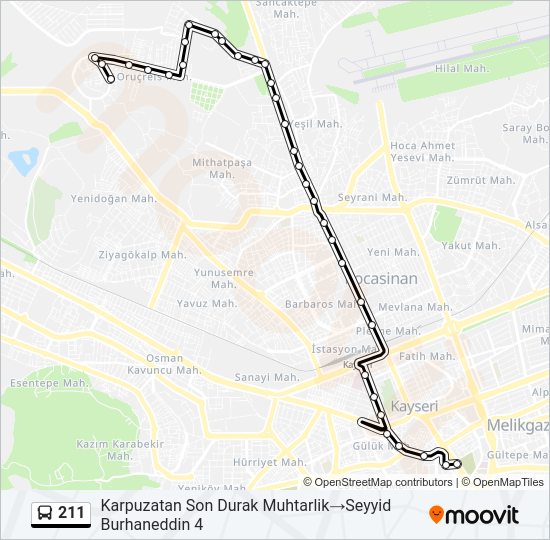 211 otobüs Hattı Haritası