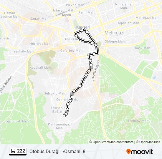 222 bus Line Map