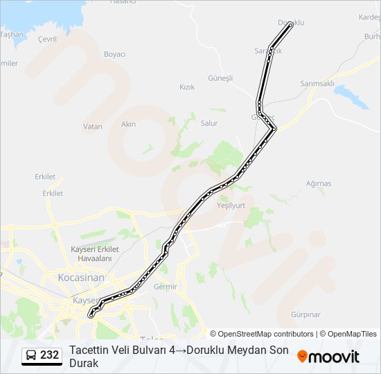 232 bus Line Map