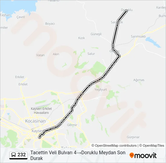 232 Bus Line Map