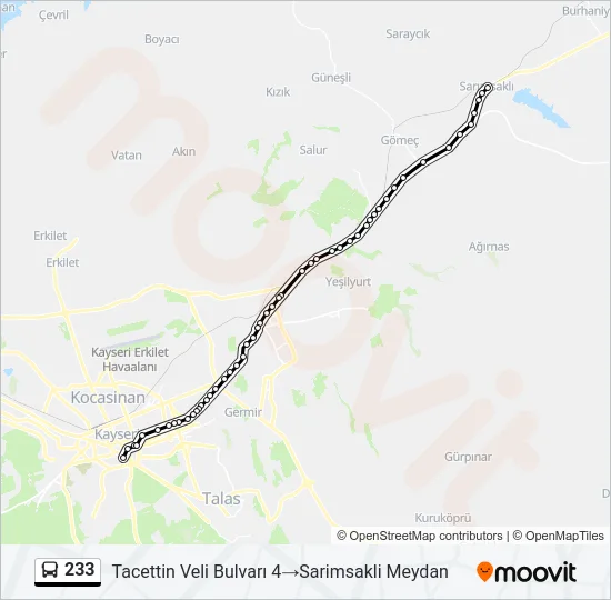 233 Bus Line Map