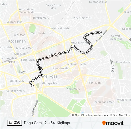 250 Bus Line Map