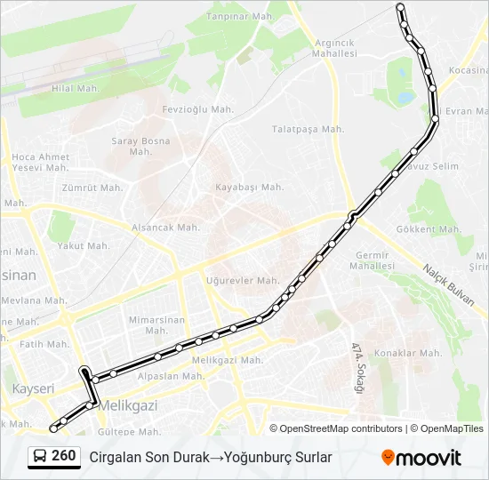 260 Bus Line Map