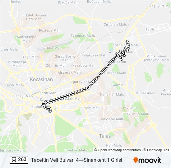 263 otobüs Hattı Haritası