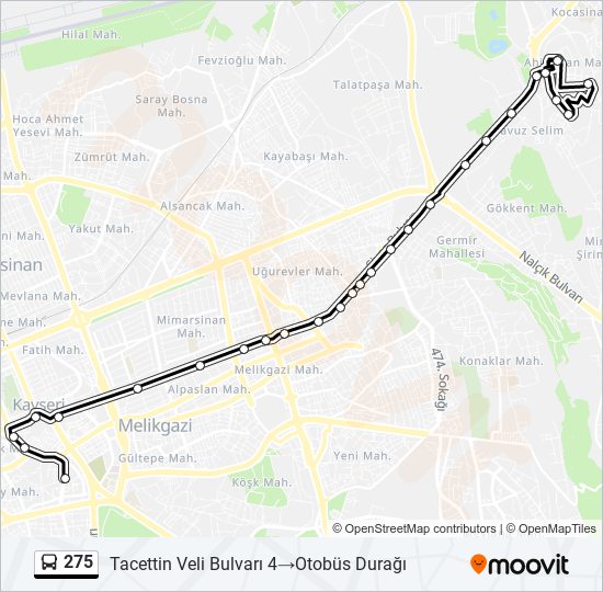 275 bus Line Map